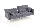Elegantiško dizaino pilkos spalvos sofa su aukštomis siauromis kojelėmis. Sofa turi relaksacinę funkciją - nugaros atlošas atsilenkia atgal, taip sukuriant erdvę poilsiui, o pilnai nulenkus žemyn - plačią miegamą erdvę.