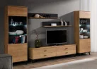 modernaus dizaino TV spintelė rudos ir juodos spalvos