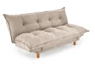 Smėlio spalvos minkšta lyg debesėlis sofa-lova Pillow su minkštu gobeleno paviršiumi, turinti pakeliamu šonu funkciją ir medines kojeles. Universalus baldas, kuris puikiai tinka naudoti tiek sėdėjimui, tiek miegui, pasižymi šiuolaikišku dizainu ir patogumu.