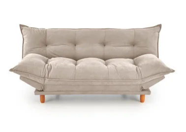 Smėlio spalvos minkšta lyg debesėlis sofa-lova Pillow su minkštu gobeleno paviršiumi, turinti pakeliamu šonu funkciją ir medines kojeles. Universalus baldas, kuris puikiai tinka naudoti tiek sėdėjimui, tiek miegui, pasižymi šiuolaikišku dizainu ir patogumu.