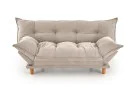 Smėlio spalvos minkšta lyg debesėlis sofa-lova Pillow su minkštu gobeleno paviršiumi, turinti pakeliamu šonu funkciją ir medines kojeles. Universalus baldas, kuris puikiai tinka naudoti tiek sėdėjimui, tiek miegui, pasižymi šiuolaikišku dizainu ir patogumu.