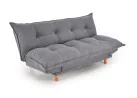 Pilkos spalvos sofa-lova Pillow su minkštu gobeleno paviršiumi, turinti pakeliamu šonu funkciją ir medines kojeles. Universalus baldas, kuris puikiai tinka naudoti tiek sėdėjimui, tiek miegui, pasižymi šiuolaikišku dizainu ir patogumu.