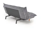 Pilkos spalvos sofa-lova su minkštu čiužiniu, turinti pakeliamus šonus ir medines kojeles. Universalus baldas, kuris puikiai tinka naudoti tiek sėdėjimui, tiek miegui, pasižymi šiuolaikišku dizainu ir patogumu