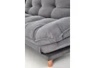 Pilkos spalvos sofa-lova su minkštu čiužiniu, turinti pakeliamus šonus ir medines kojeles. Universalus baldas, kuris puikiai tinka naudoti tiek sėdėjimui, tiek miegui, pasižymi šiuolaikišku dizainu ir patogumu