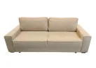 Minimalistinio dizaino sofa-lova su plačia miegamąja dalimi ir dėže patalynei.