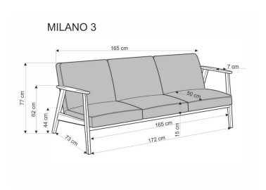 Trijų vietų sofa su tvirtu mediniu rėmu ir kreminės spalvos pagalvėlėmis.

Tai minimalistinio ir klasikinio stiliaus baldas, idealiai tinkantis elegantiškam ir jaukiam interjerui, siūlantis patogumą bei stabilumą.