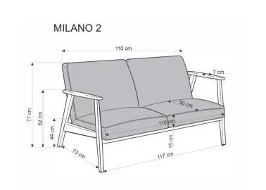 Dviejų vietų sofa su tvirtu mediniu rėmu ir kreminės spalvos pagalvėlėmis.

Tai minimalistinio ir klasikinio stiliaus baldas, idealiai tinkantis elegantiškam ir jaukiam interjerui, siūlantis patogumą bei stabilumą.