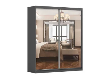 modernaus dizaino spinta su stumdomomis durimis ir veidrodžiais pilkos spalvos