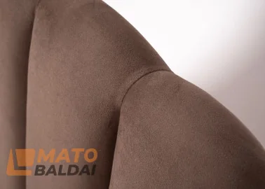 Rudos spalvos veliūrinė lova KAI-ETN - elegantiško dizaino dvigulė funkcionali lova su patalynės dėže, kietu dugnu ir natūralios medienos grotelėmis. Lova skirta 160x200 cm čiužiniui.