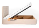 Smėlio spalvos veliūrinė dvigulė elegantiško dizaino lova KAI-SIT su patalynės dėže, kietu dugnu ir natūralios medienos grotelėmis. Lova skirta 160x200 cm čiužiniui.