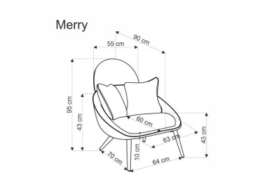 Šiuolaikiško dizaino šviesiai pilkas fotelis Merry su "pliušinio meškučio" gobeleno audiniu, juodomis kojomis, sukurtas maksimaliam komfortui ir stiliui.