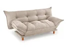Smėlio spalvos minkšta lyg debesėlis sofa-lova Pillow su minkštu gobeleno paviršiumi, turinti pakeliamu šonu funkciją ir medines kojeles. Universalus baldas, kuris puikiai tinka naudoti tiek sėdėjimui, tiek miegui, pasižymi šiuolaikišku dizainu ir patogumu.