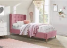 Ši elegantiška rožinė lova su aukštu, paminkštintu atlošu ir medinėmis kojelėmis puikiai papildys jūsų miegamojo interjerą. Ji sukurta tiems, kurie vertina tiek estetiką, tiek komfortą, bei nori suteikti savo erdvei jaukumo ir romantikos.