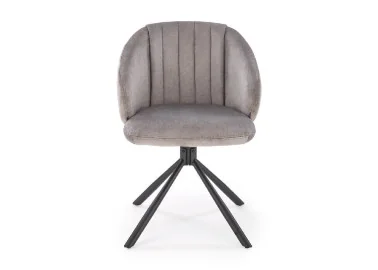 Minkšta pilkos spalvos K533 kėdė su juodomis kojelėmis ir 180° pasukimo galimybe – tai elegancija ir patogumas viename.