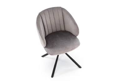 Minkšta pilkos spalvos K533 kėdė su juodomis kojelėmis ir 180° pasukimo galimybe – tai elegancija ir patogumas viename.