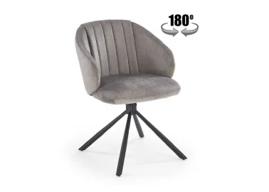 Minkšta, pilkos spalvos K533 kėdė su juodomis kojelėmis ir 180° pasukimo galimybe – tai elegancija ir patogumas viename.