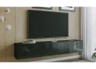 modernaus dizaino ant sienos kabinama TV spintelė juodos spalvos