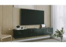 modernaus dizaino ant sienos kabinama TV spintelė juodos spalvos