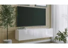 modernaus dizaino ant sienos kabinama TV spintelė baltos spalvos