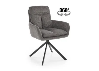 Patogi pilka kėdė K536 su juodomis metalinėmis kojelėmis ir sukimosi funkcija aplink savo ašį.