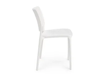 Elegantiško dizaino balta metalinė kėdė K514 su baltomis kojelėmis.