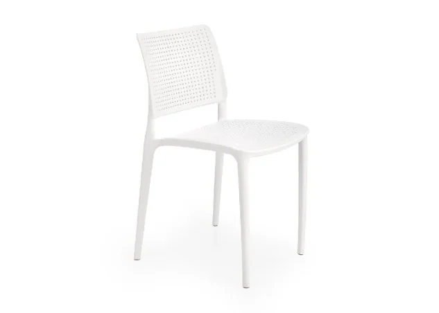 Elegantiško dizaino balta metalinė kėdė K514 su baltomis kojelėmis.