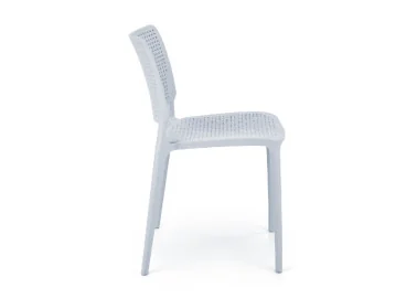 Elegantiško dizaino šviesiai mėlyna metalinė kėdė K514 su metalinėmis kojelėmis.