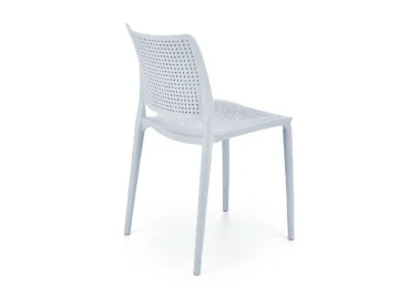 Elegantiško dizaino šviesiai mėlyna metalinė kėdė K514 su metalinėmis kojelėmis.