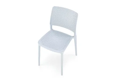 Elegantiško dizaino šviesiai mėlyna metalinė kėdė K514 su metalinėmis kojelėmis.