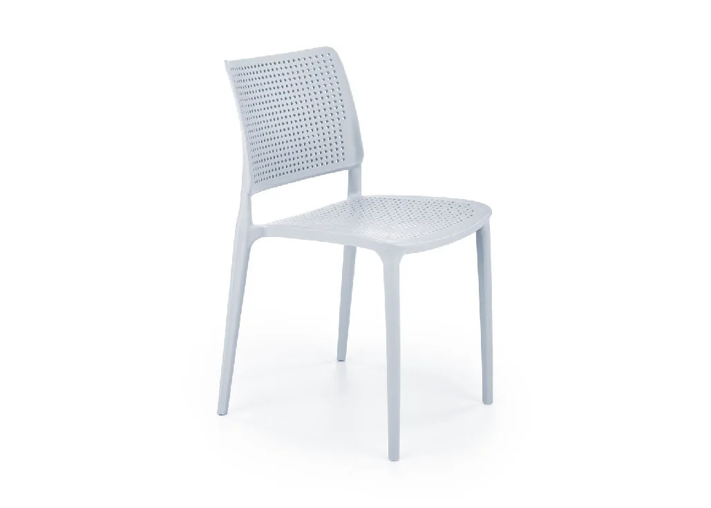 Elegantiško dizaino šviesiai mėlyna metalinė kėdė K514 su metalinėmis kojelėmis.