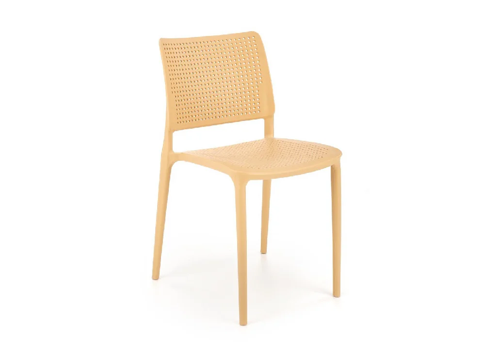 Elegantiško dizaino oranžinė metalinė kėdė K514 su metalinėmis kojelėmis.