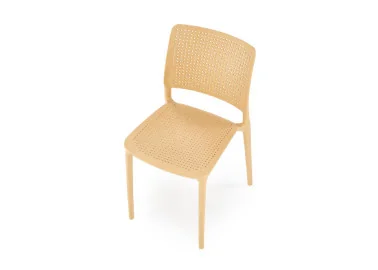 Elegantiško dizaino oranžinė metalinė kėdė K514 su metalinėmis kojelėmis.