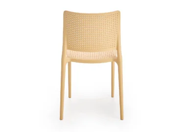 Elegantiško dizaino oranžinė metalinė kėdė K514 su metalinėmis kojelėmis.