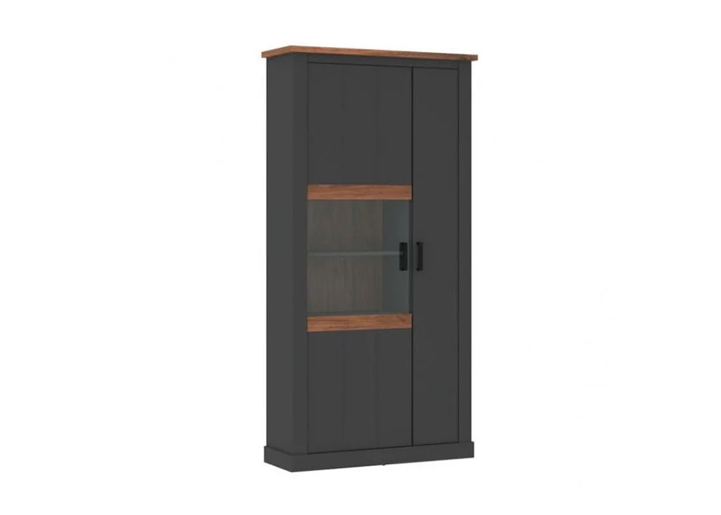 Rustic stilliaus vitrina antracito pilkos ir Amareto spalvos Hadsono ąžuolo spalvos.