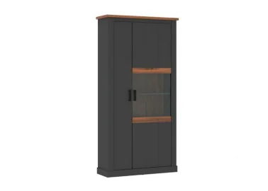 Rustic stilliaus vitrina antracito pilkos ir Amareto spalvos Hadsono ąžuolo spalvos.