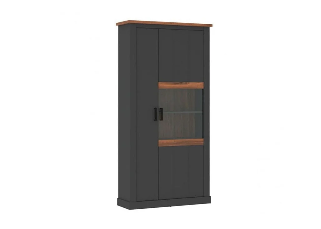 Rustic stilliaus vitrina antracito pilkos ir Amareto spalvos Hadsono ąžuolo spalvos.