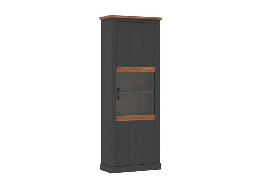 Rustic stilliaus vitrina antracito pilkos ir Amareto spalvos Hadsono ąžuolo spalvos.