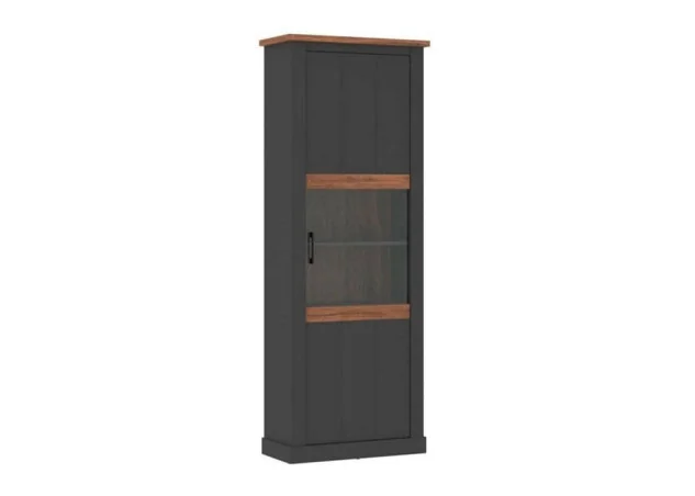 Rustic stilliaus vitrina antracito pilkos ir Amareto spalvos Hadsono ąžuolo spalvos.