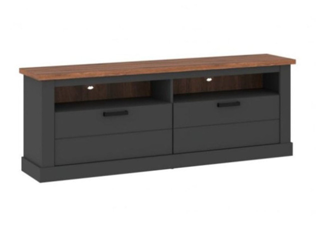 Rustic stilliaus TV staliukas antracito pilkos ir Amareto spalvos Hadsono ąžuolo spalvos.