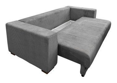 Ypatingai žavi, minkšta ir patogi pilkos spalvos sofa-lova ALL-CHI nepaliks abejingų! Sofa-lova su aukštos kokybės velvetiniu audiniu, erdvia patalynės dėže ir miegama dalimi, kurios dydis net 160 x 200 cm!