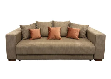 Ypatingai žavi, minkšta ir patogi smėlio spalvos sofa-lova ALL-CHI nepaliks abejingų! Sofa-lova su aukštos kokybės velvetiniu audiniu, erdvia patalynės dėže ir miegama dalimi, kurios dydis net 160 x 200 cm!
