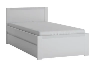 Minimalistinio stiliaus lova vaikų kambariui matinės baltos spalvos.