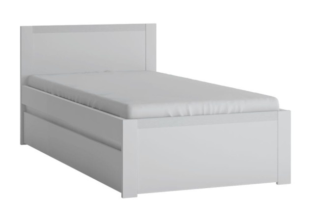 Minimalistinio stiliaus lova vaikų kambariui matinės baltos spalvos.