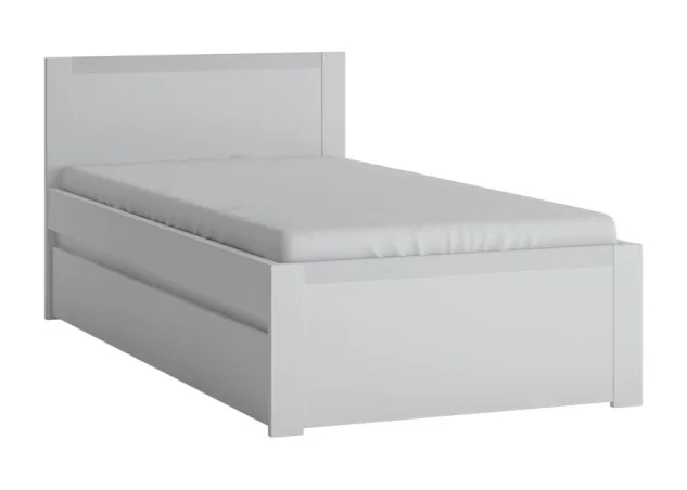 Minimalistinio stiliaus lova vaikų kambariui matinės baltos spalvos.