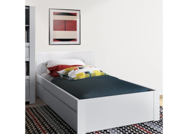 Minimalistinio stiliaus lova vaikų kambariui matinės baltos spalvos.