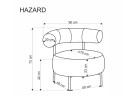 Unikalaus dizaino minimalistinis cinamono spalvos fotelis Hazard. Subtilios formos fotelis su milteliniu būdu dažytomis metalinėmis kojomis.