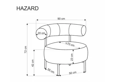 Unikalaus dizaino minimalistinis smėlio spalvos fotelis Hazard. Subtilios formos fotelis su milteliniu būdu dažytomis metalinėmis kojomis.
