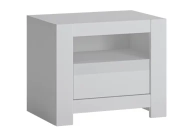 Minimalistinio stiliaus naktinis staliukas vaikų ar paauglių kambariui matinės baltos spalvos.