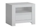 Minimalistinio stiliaus naktinis staliukas vaikų ar paauglių kambariui matinės baltos spalvos.