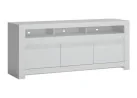 Minimalistinio stiliaus TV staliukas matinės baltos spalvos.